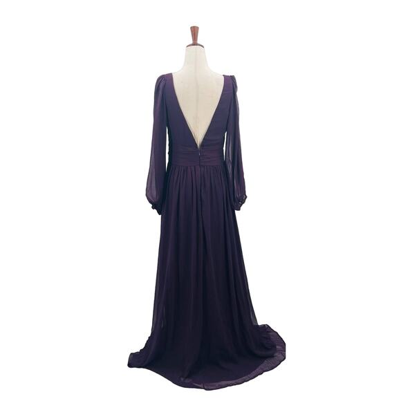 LULU'S S Enchant My Love Dark Purple V-Neck Long Sleeve Maxi Dress NEW B56 - Picture 3 of 10